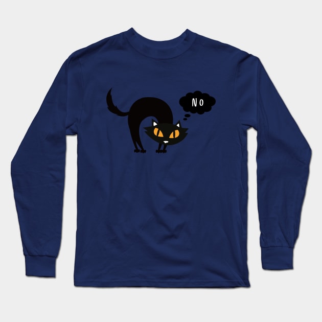 Black Cat Says No Long Sleeve T-Shirt by 80s Pop Night